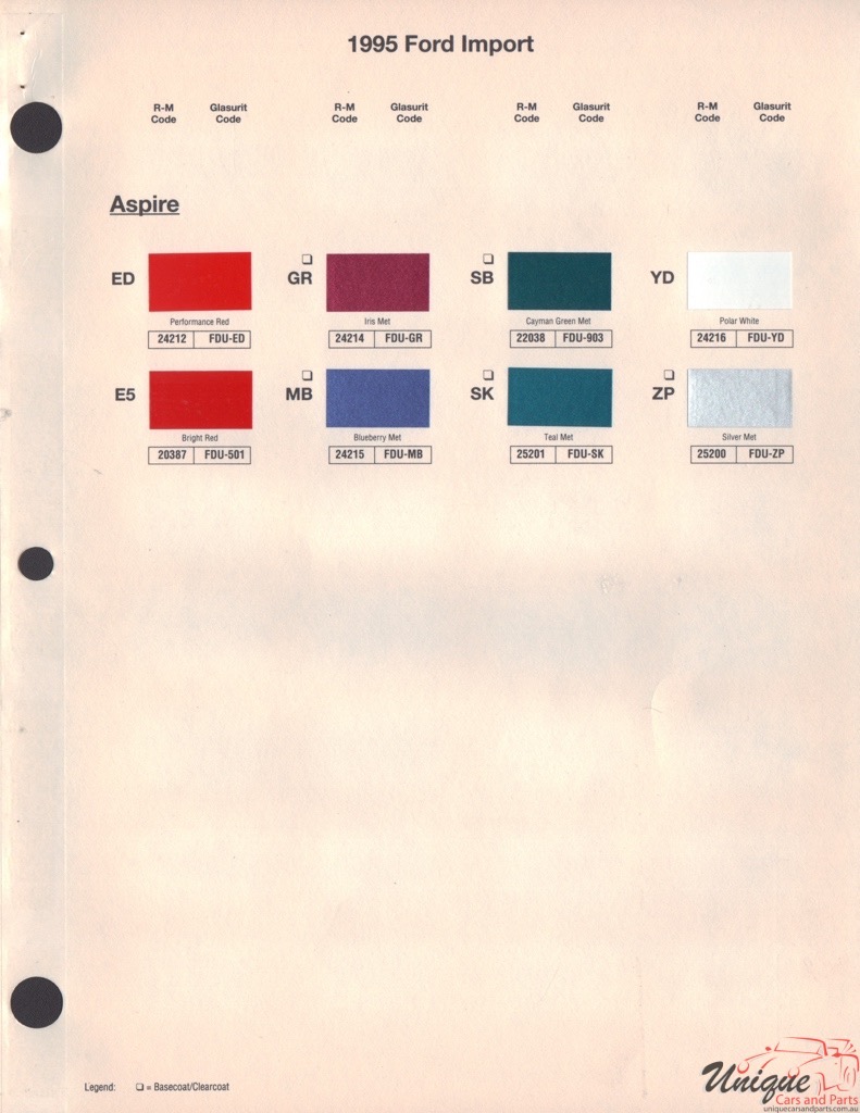 1995 Ford Paint Charts Import Rinshed-Mason